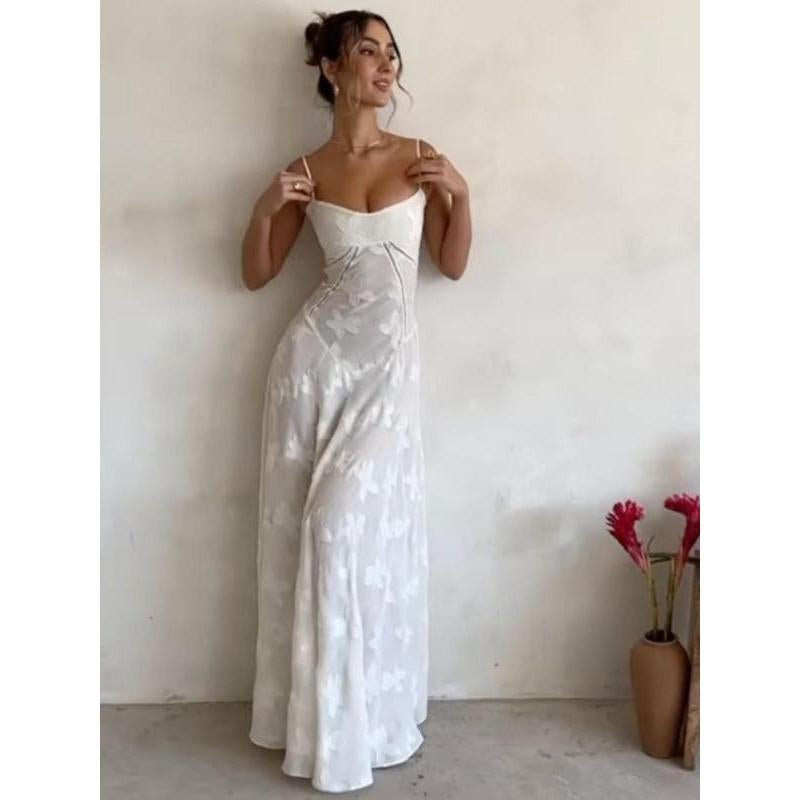 2025 Summer Women'S Lace-Up Cami Dress – Elegant Sleeveless Design for Weddings & Special Occasions, Romantic & Feminine Guest Outfit, Lightweight & Breathable Summer Essential